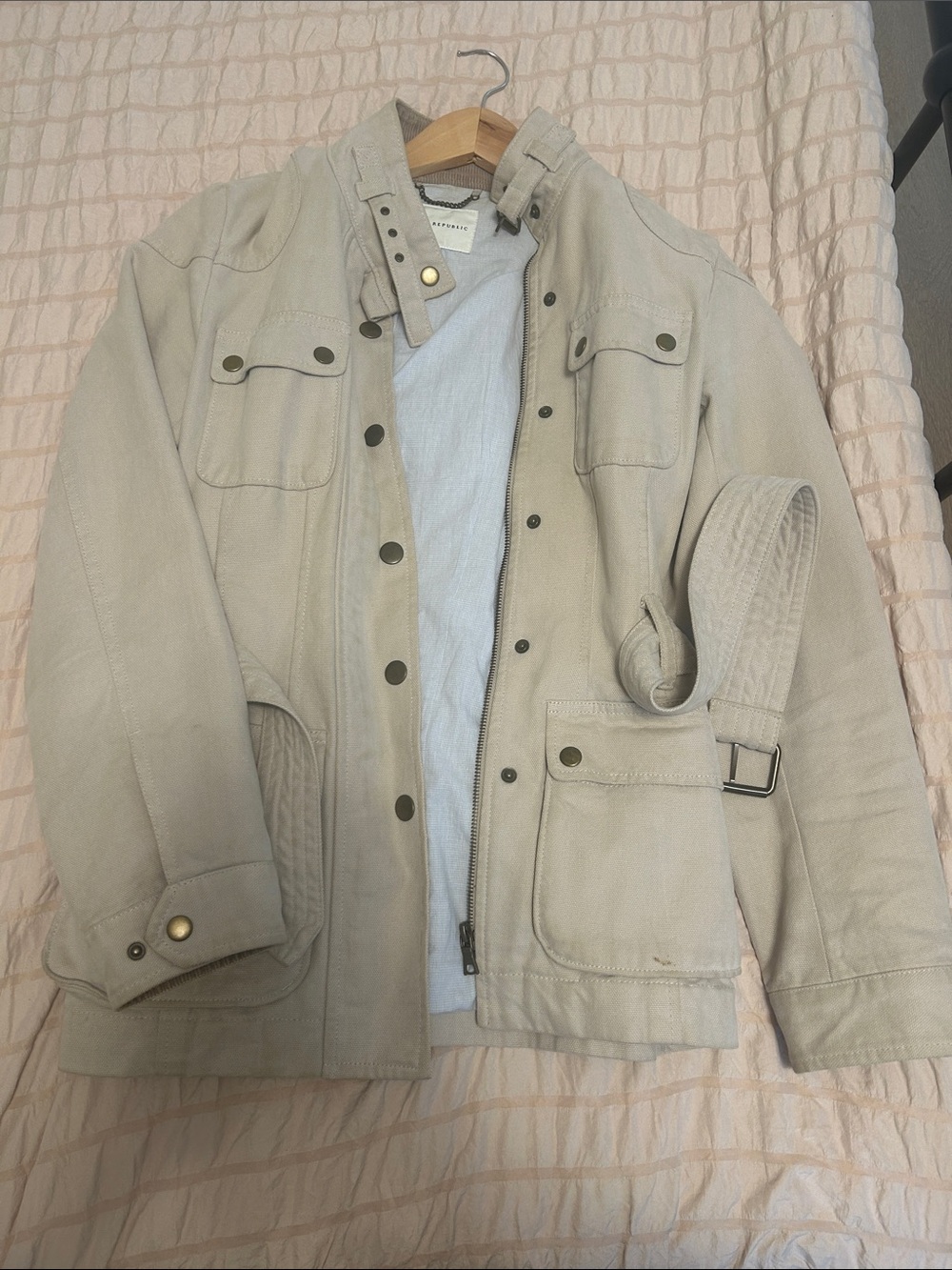 Banana Republic Cream Utility Belted Jacket